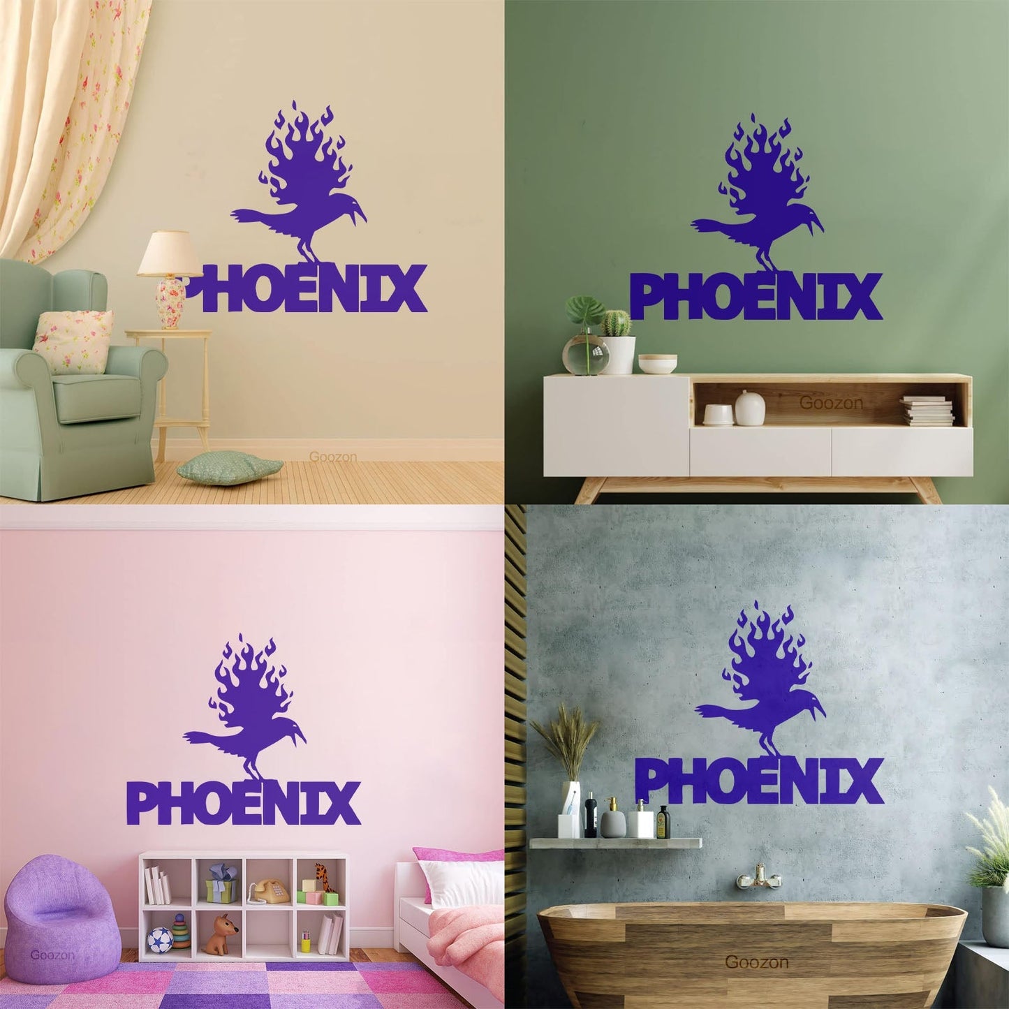 Wall Stickers Paster Paper Phoenix Fire Bird Mythical Fantasy Removable Without Leaving Glue