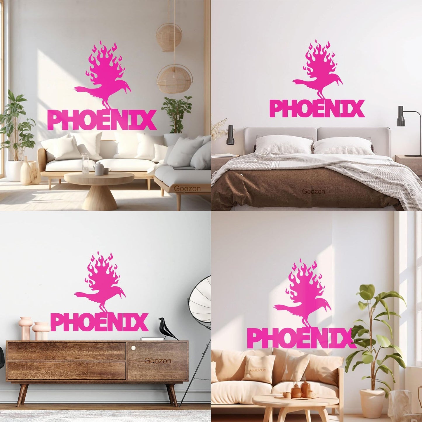 Wall Stickers Paster Paper Phoenix Fire Bird Mythical Fantasy Removable Without Leaving Glue