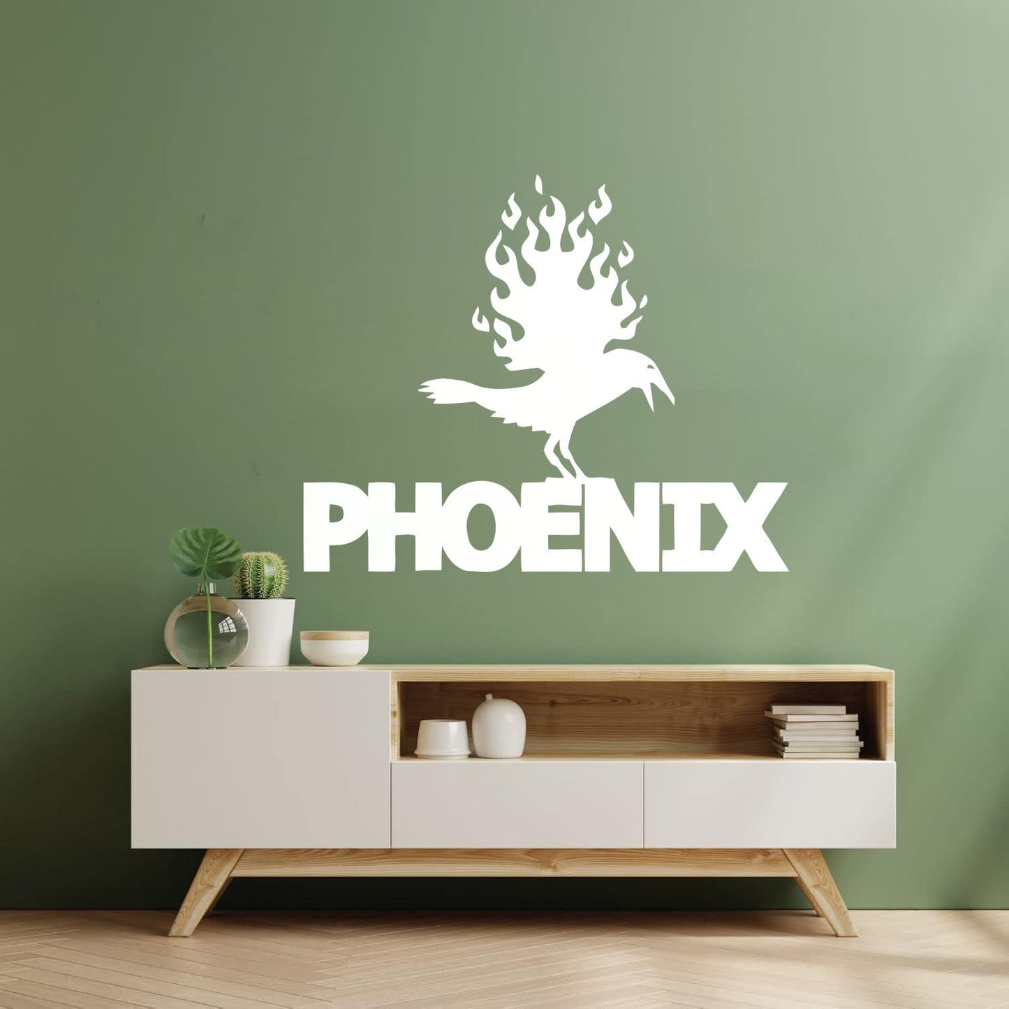 Wall Stickers Paster Paper Phoenix Fire Bird Mythical Fantasy Removable Without Leaving Glue