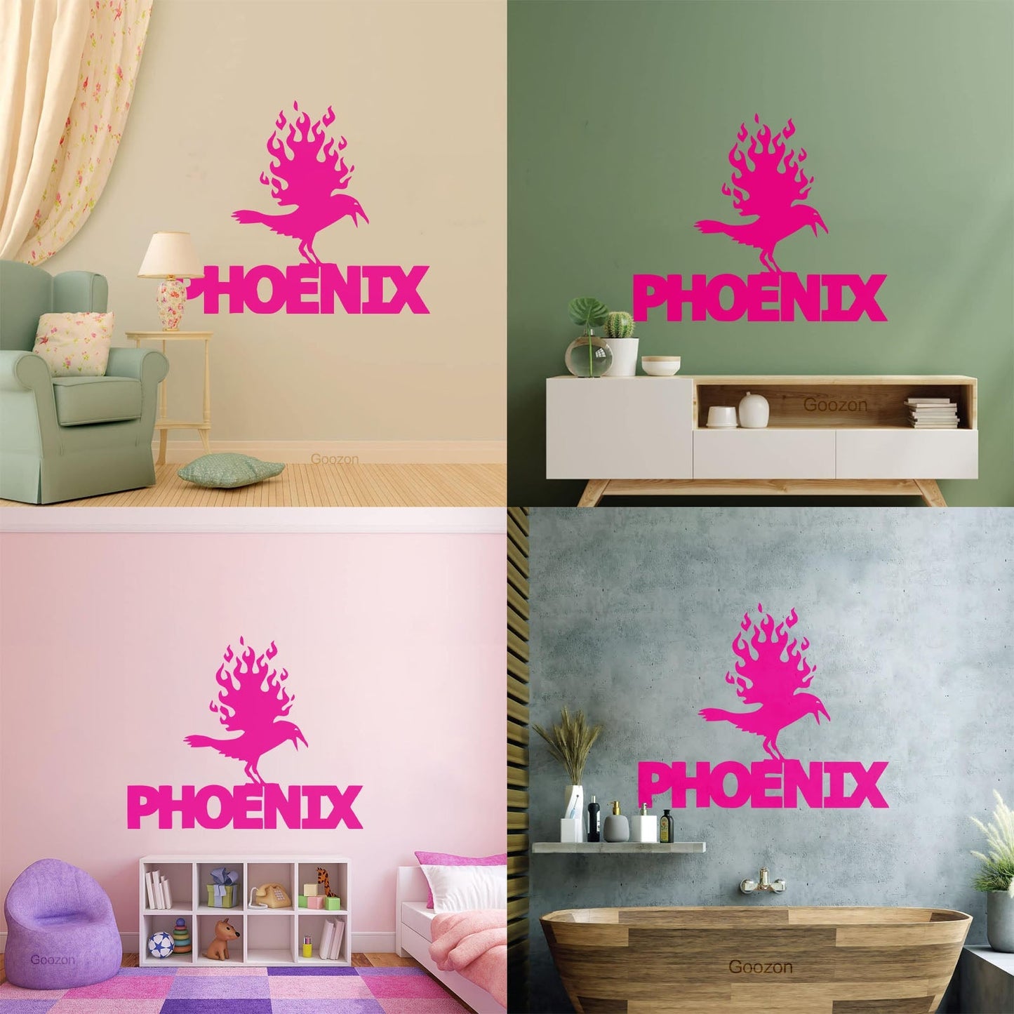 Wall Stickers Paster Paper Phoenix Fire Bird Mythical Fantasy Removable Without Leaving Glue