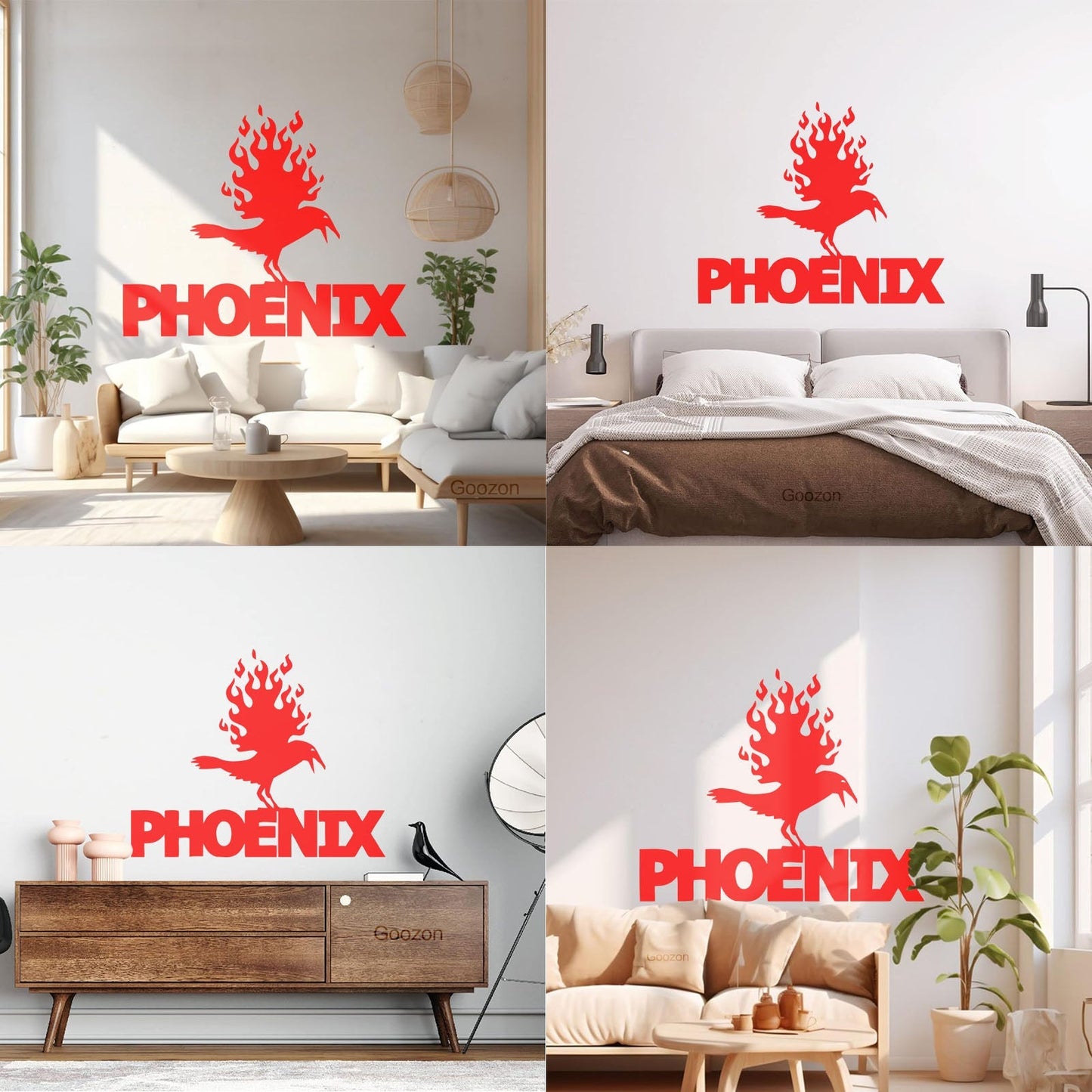 Wall Stickers Paster Paper Phoenix Fire Bird Mythical Fantasy Removable Without Leaving Glue
