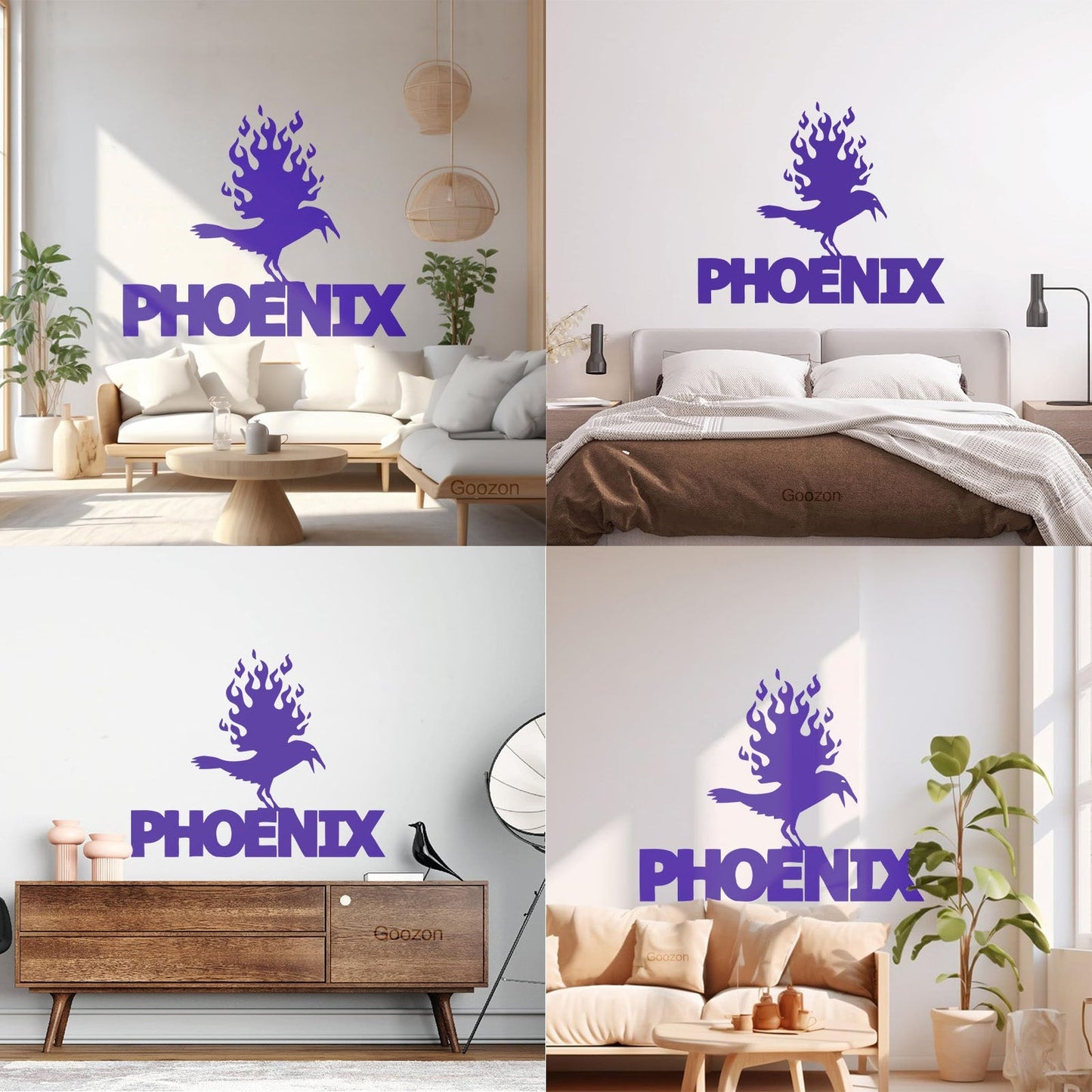 Wall Stickers Paster Paper Phoenix Fire Bird Mythical Fantasy Removable Without Leaving Glue