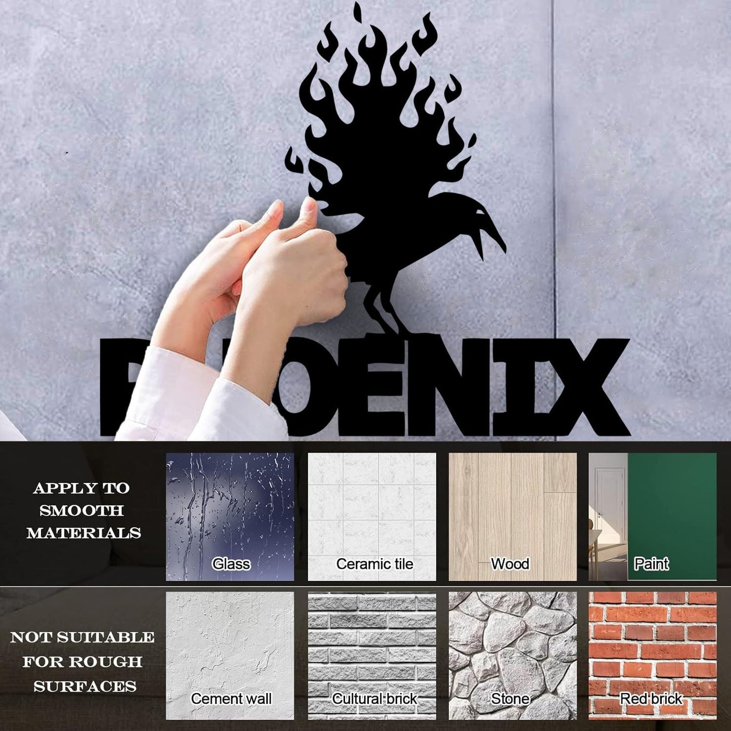 Wall Stickers Paster Paper Phoenix Fire Bird Mythical Fantasy Removable Without Leaving Glue