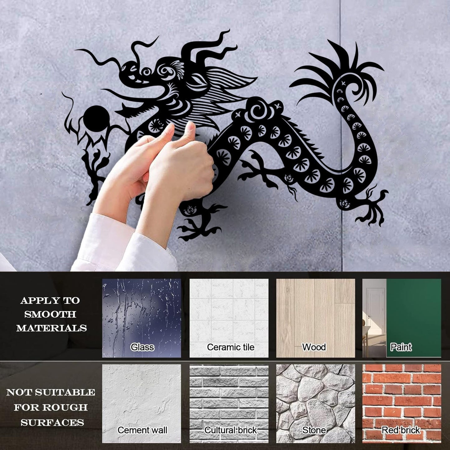 Fine Carving Stickers Chinese Dragon Fantasy Mascot China Do Not Damage The Wall Surface