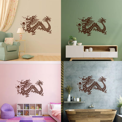 Fine Carving Stickers Chinese Dragon Fantasy Mascot China Do Not Damage The Wall Surface
