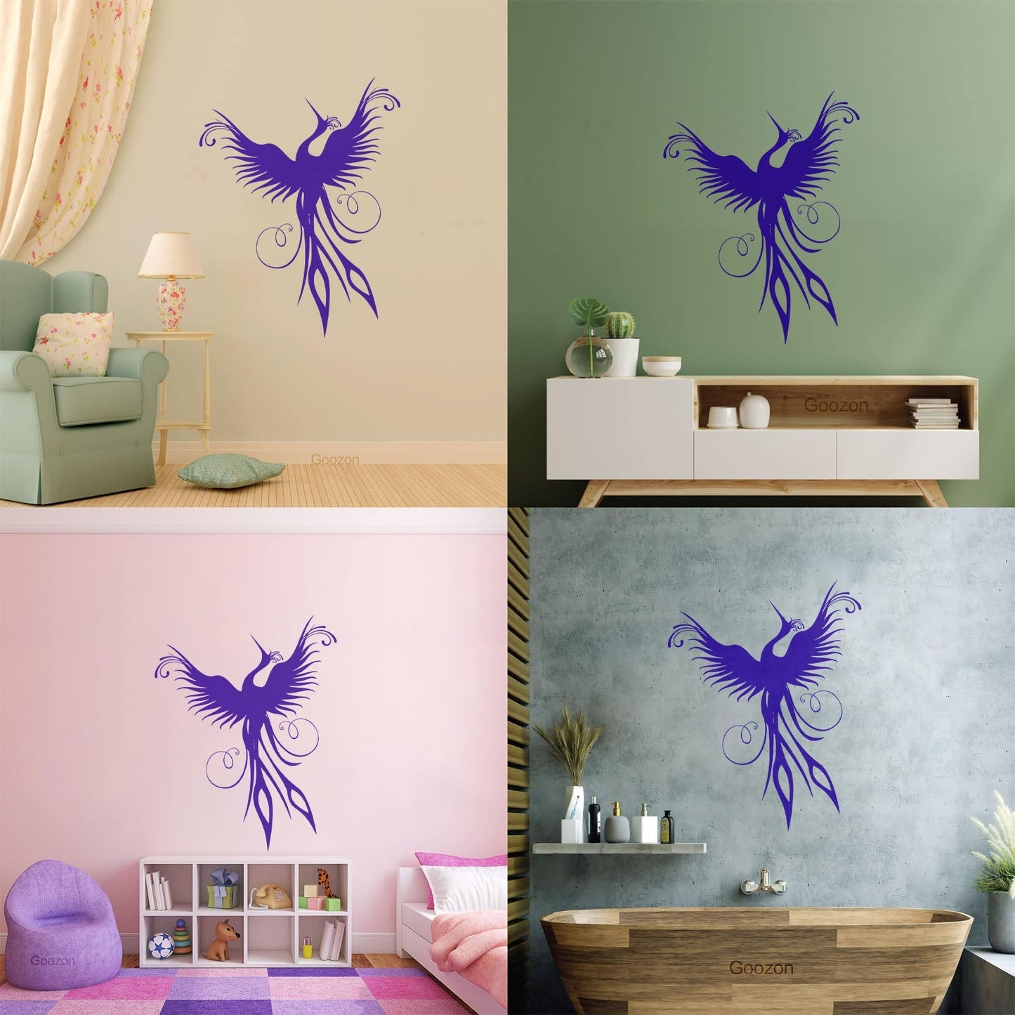 Vinyl Art Sticker Amazing Flying Fantasy Bird Phoenix Symbol Of Revival Easy Installation