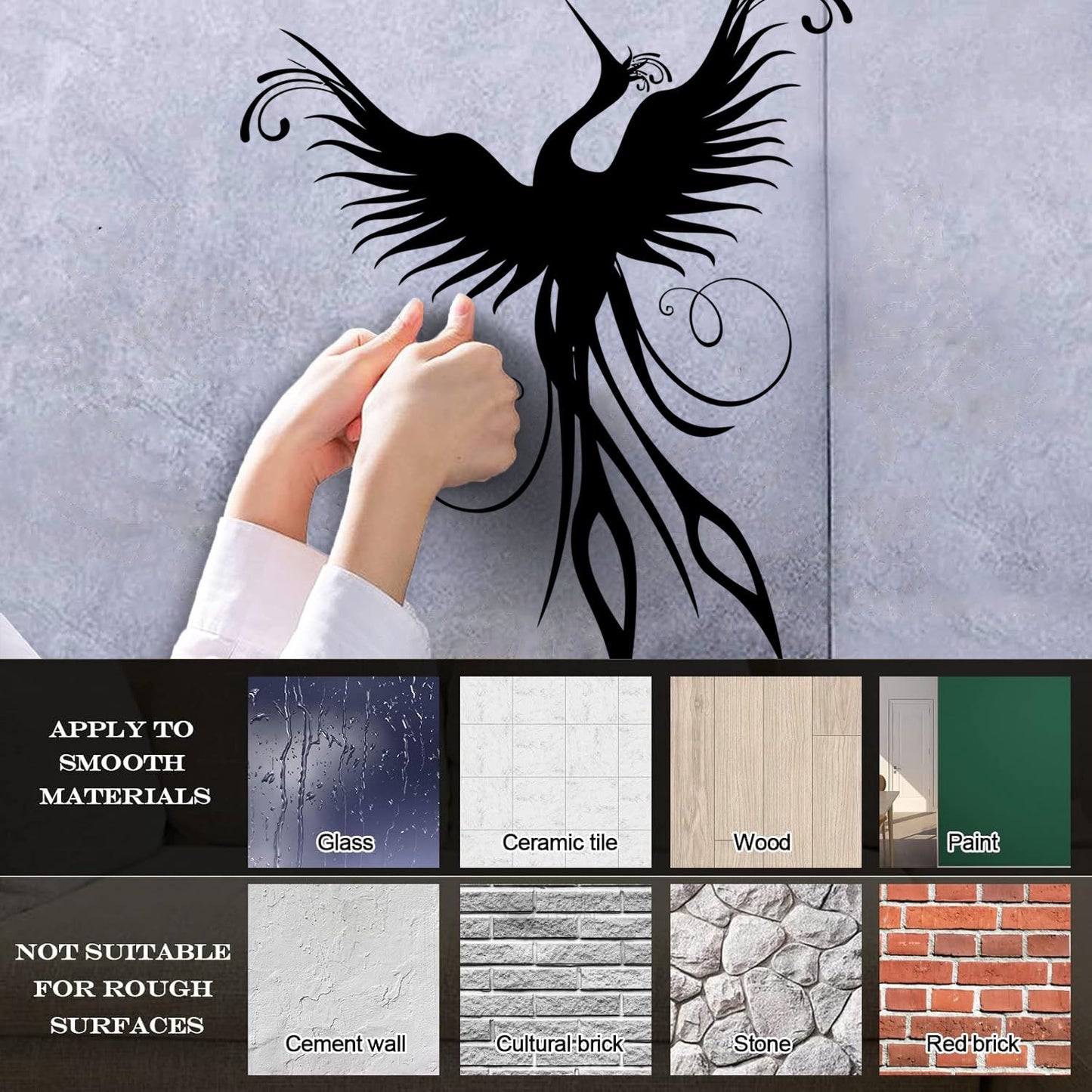 Vinyl Art Sticker Amazing Flying Fantasy Bird Phoenix Symbol Of Revival Easy Installation