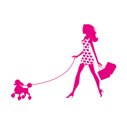 Engraving Stickers Appeal Girl With Dog Pet Fancy Fashion Multi Color Selection
