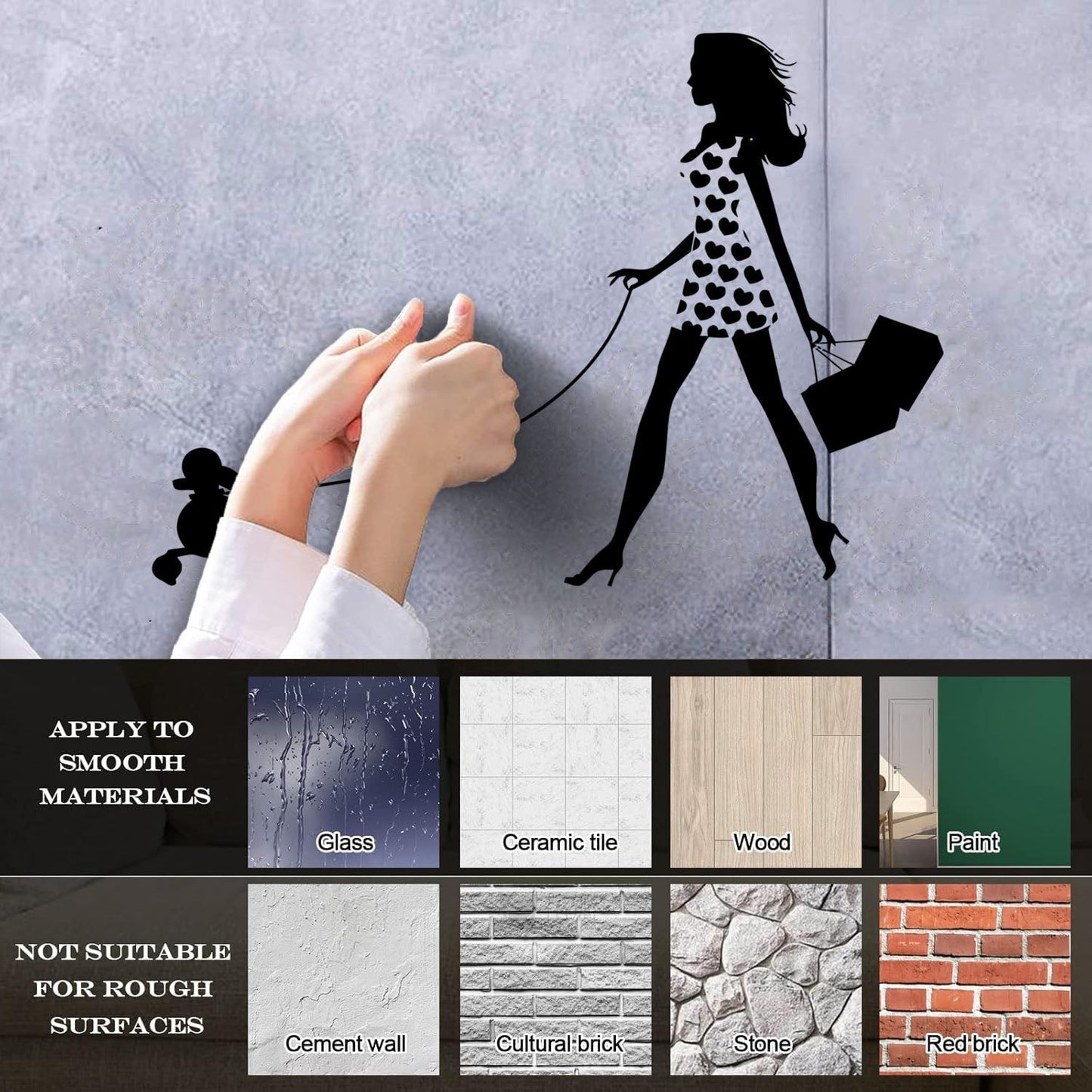 Engraving Stickers Appeal Girl With Dog Pet Fancy Fashion Multi Color Selection