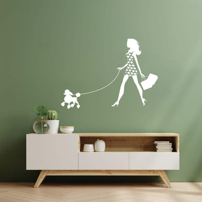 Engraving Stickers Appeal Girl With Dog Pet Fancy Fashion Multi Color Selection