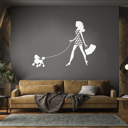 Engraving Stickers Appeal Girl With Dog Pet Fancy Fashion Multi Color Selection