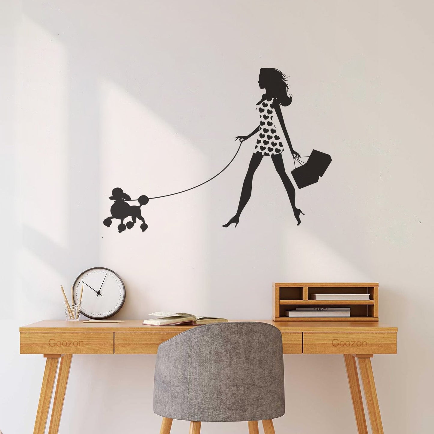 Engraving Stickers Appeal Girl With Dog Pet Fancy Fashion Multi Color Selection