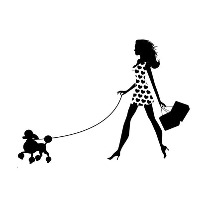 Engraving Stickers Appeal Girl With Dog Pet Fancy Fashion Multi Color Selection