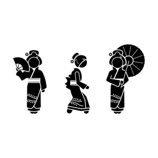 Wall Decals Pvc Geisha Beautiful Japan Woman Collection Easy Installation