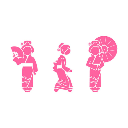 Wall Decals Pvc Geisha Beautiful Japan Woman Collection Easy Installation