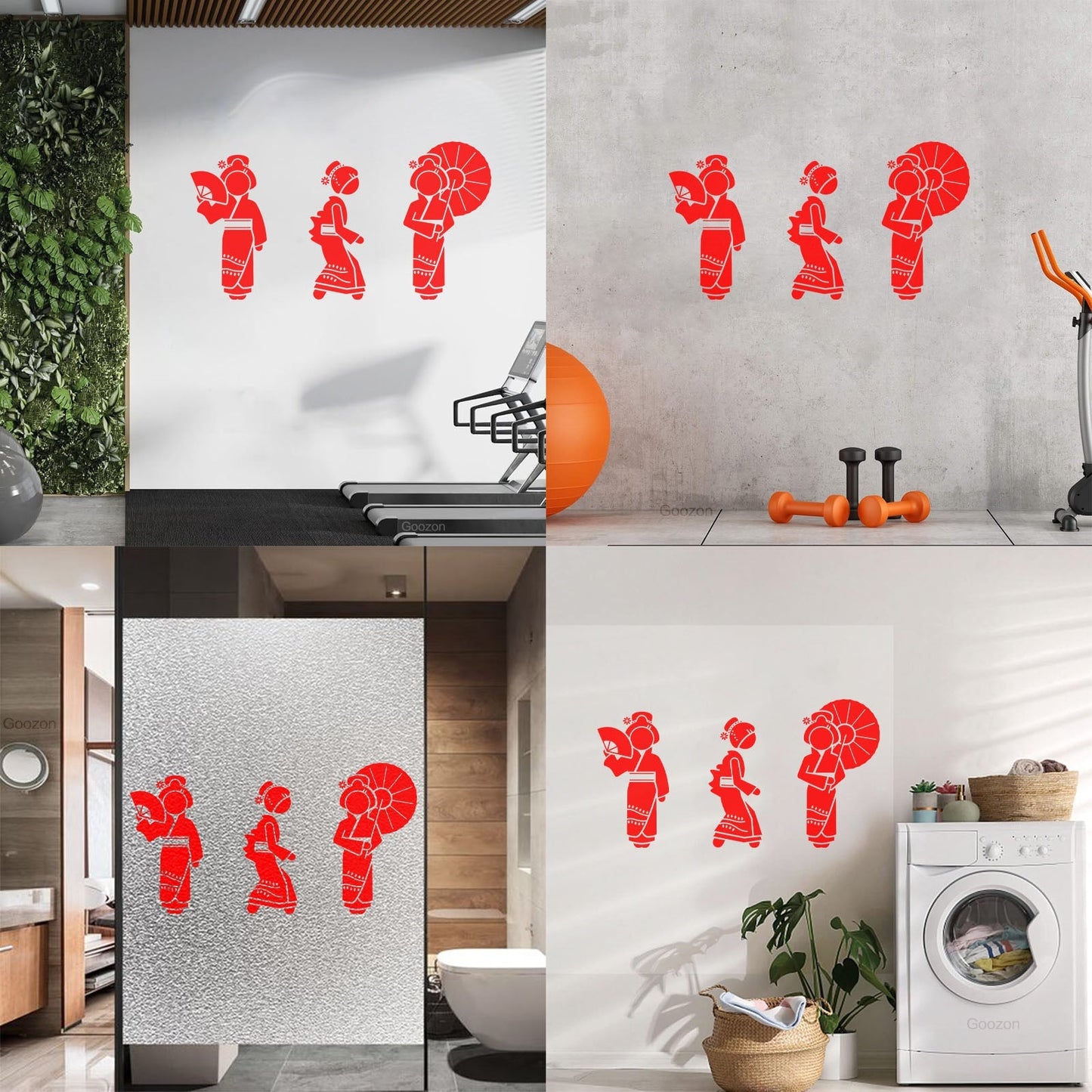 Wall Decals Pvc Geisha Beautiful Japan Woman Collection Easy Installation