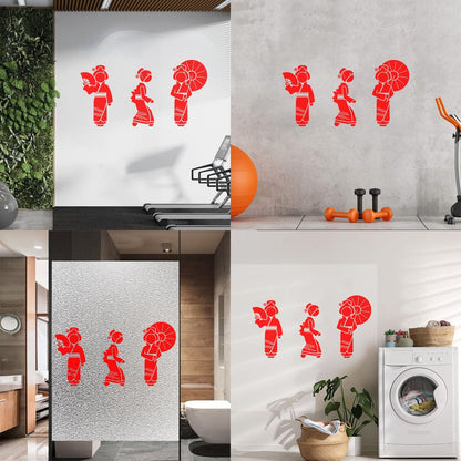 Wall Decals Pvc Geisha Beautiful Japan Woman Collection Easy Installation