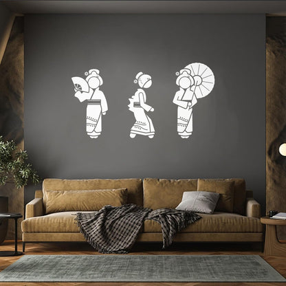 Wall Decals Pvc Geisha Beautiful Japan Woman Collection Easy Installation