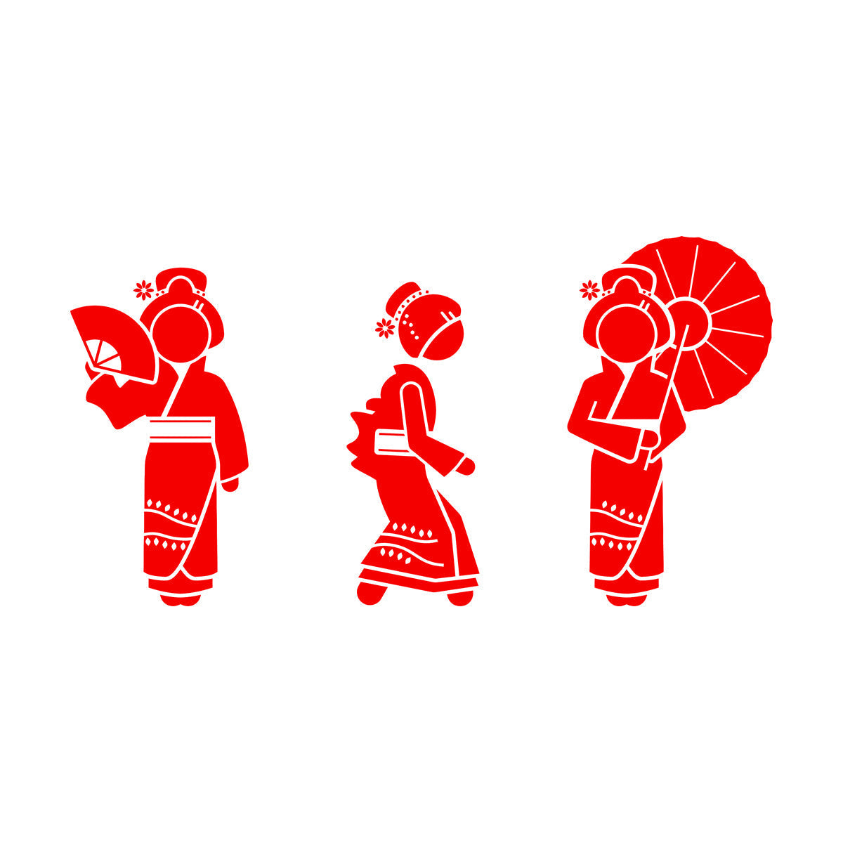 Wall Decals Pvc Geisha Beautiful Japan Woman Collection Easy Installation