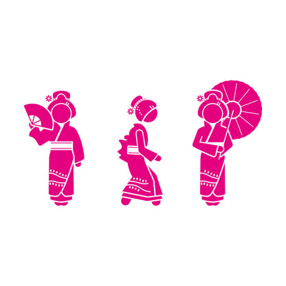 Wall Decals Pvc Geisha Beautiful Japan Woman Collection Easy Installation