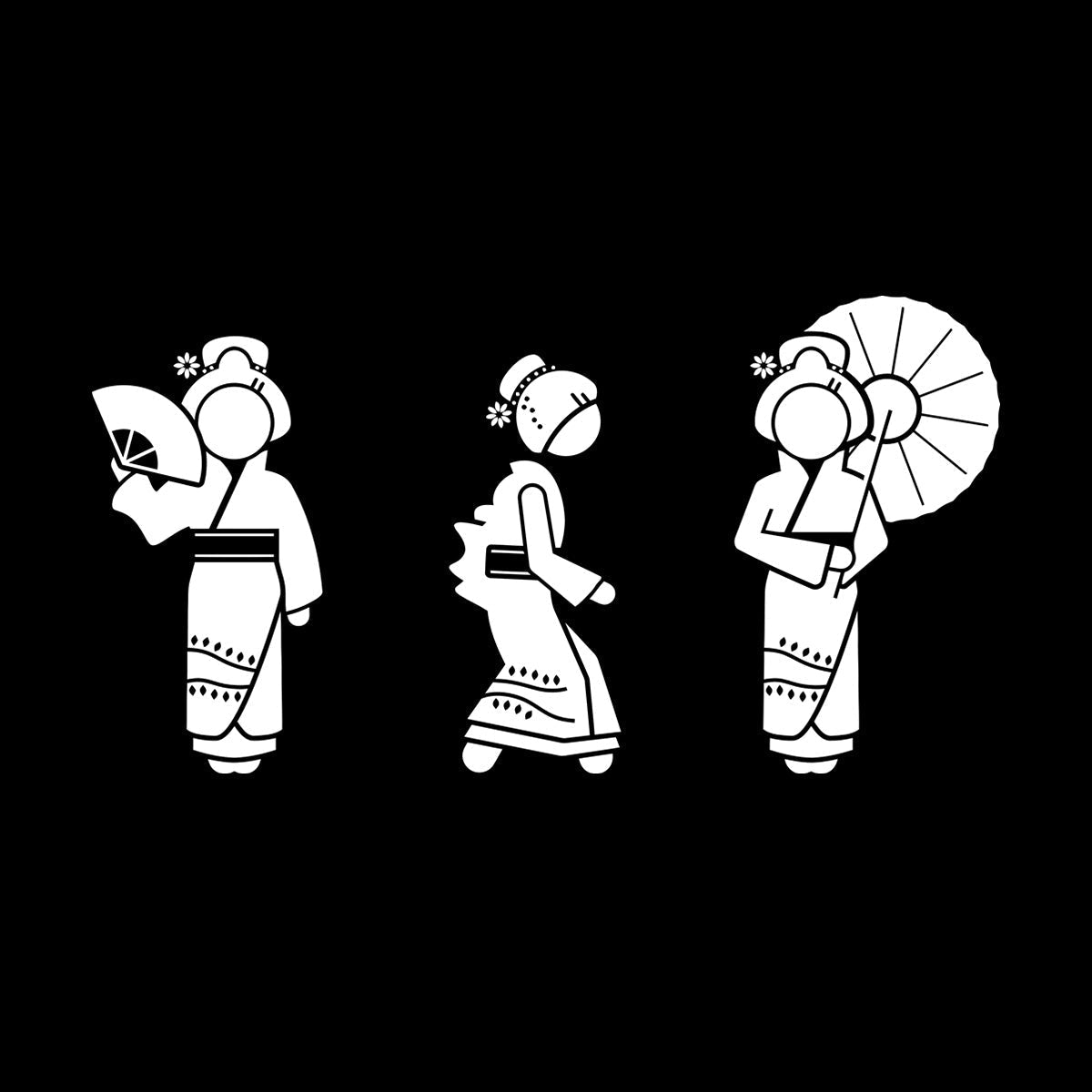 Wall Decals Pvc Geisha Beautiful Japan Woman Collection Easy Installation