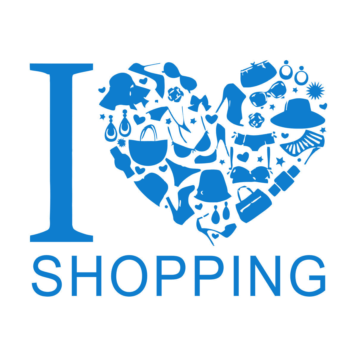 Vinyl Wall Stickers I Love Heart Shopping Shoes Fashion Waterproof