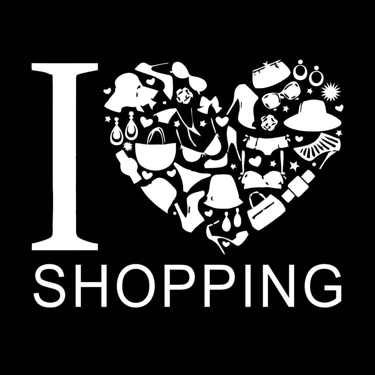 Vinyl Wall Stickers I Love Heart Shopping Shoes Fashion Waterproof
