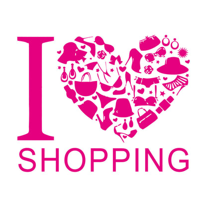 Vinyl Wall Stickers I Love Heart Shopping Shoes Fashion Waterproof