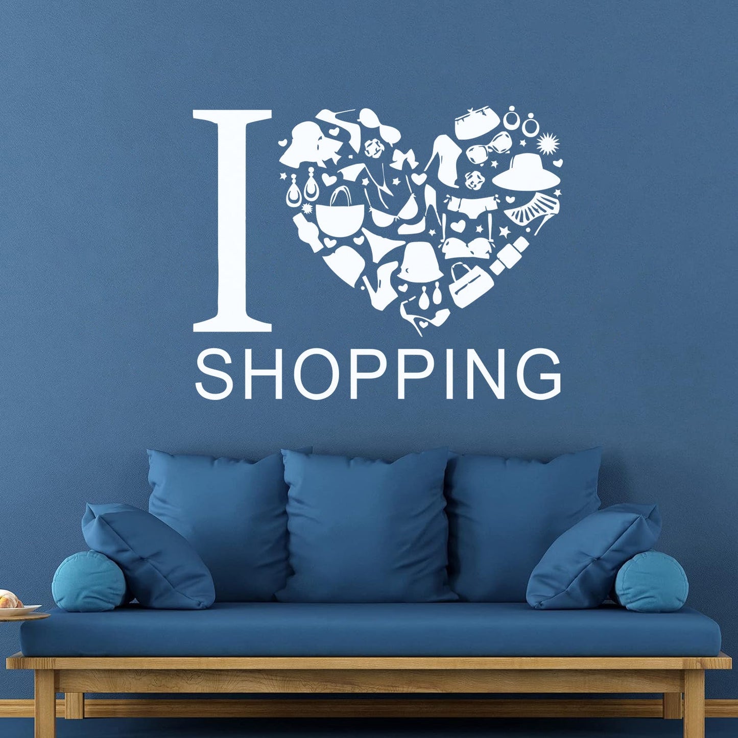 Vinyl Wall Stickers I Love Heart Shopping Shoes Fashion Waterproof