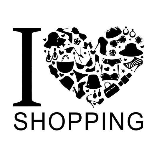 Vinyl Wall Stickers I Love Heart Shopping Shoes Fashion Waterproof