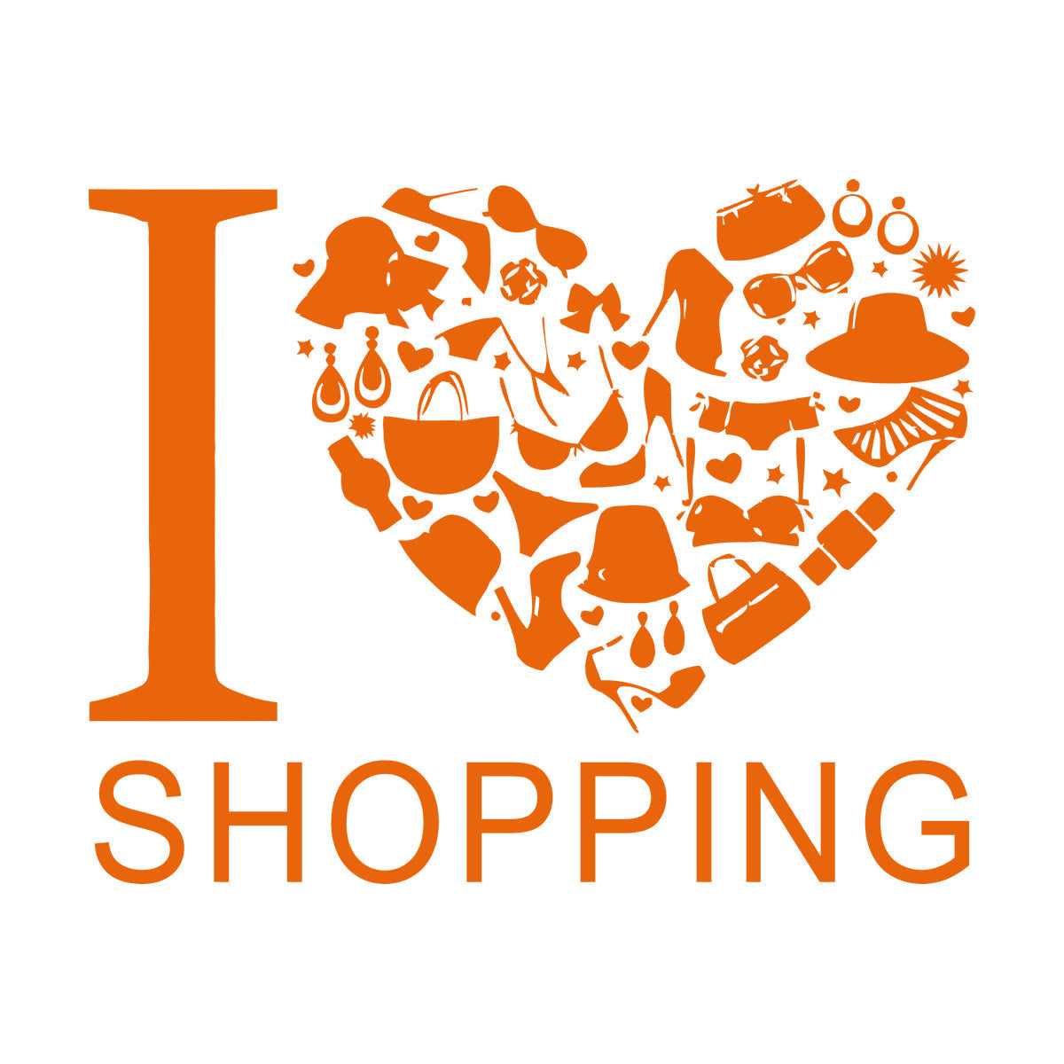 Vinyl Wall Stickers I Love Heart Shopping Shoes Fashion Waterproof
