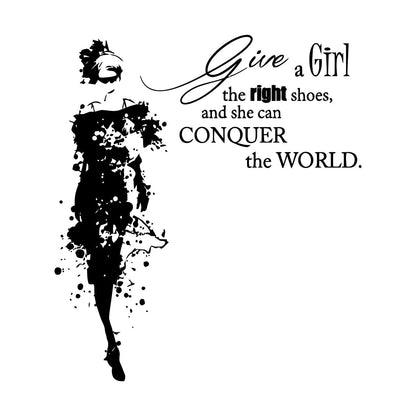 Vinyl Wall Decals Fashion Girl Dress With Words Quote Personalized Customization