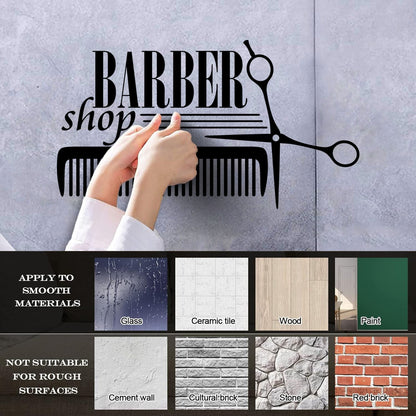 Lettering Decals Barber Shop Badges Tools Hair Salon Sign Self Adhesive