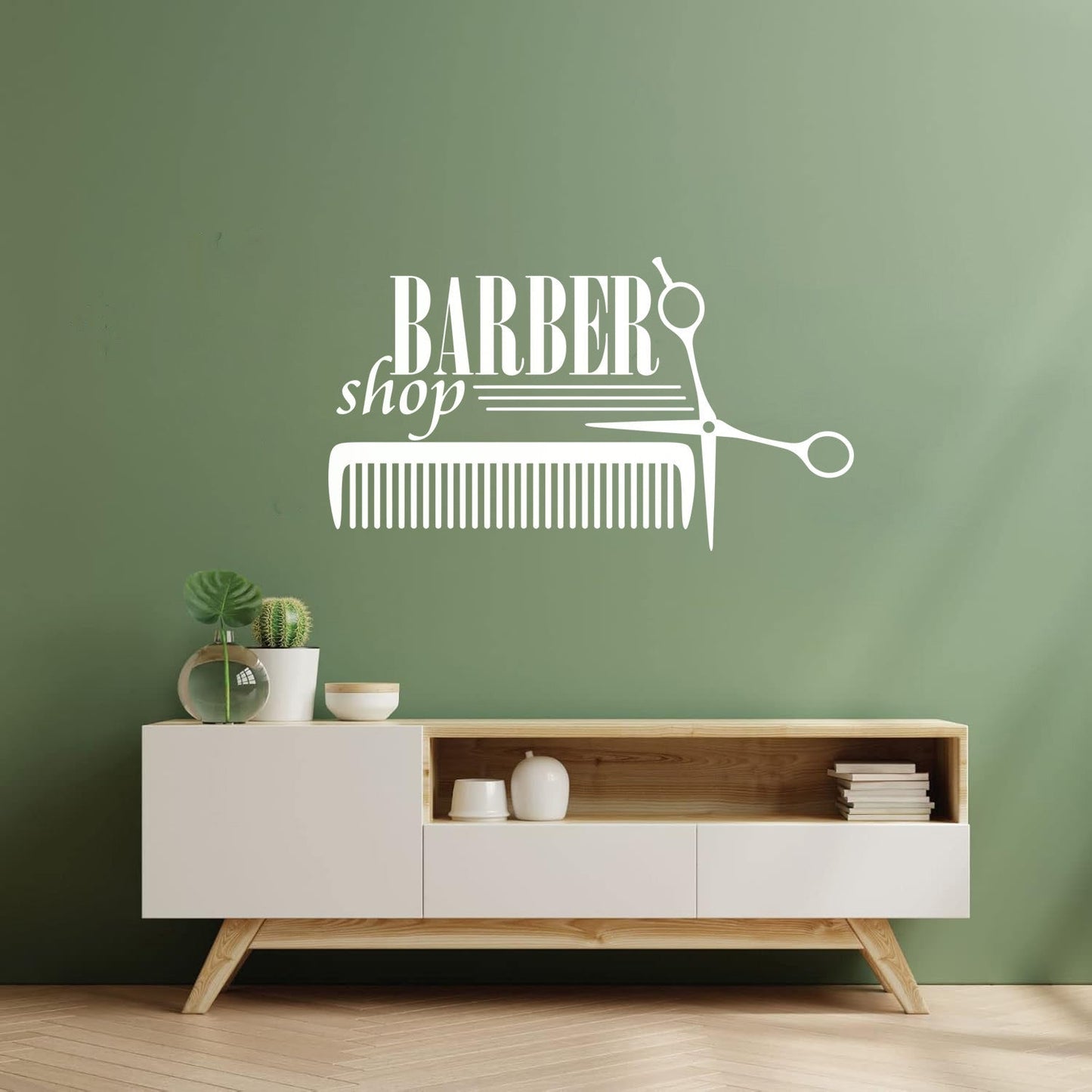 Lettering Decals Barber Shop Badges Tools Hair Salon Sign Self Adhesive
