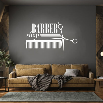 Lettering Decals Barber Shop Badges Tools Hair Salon Sign Self Adhesive