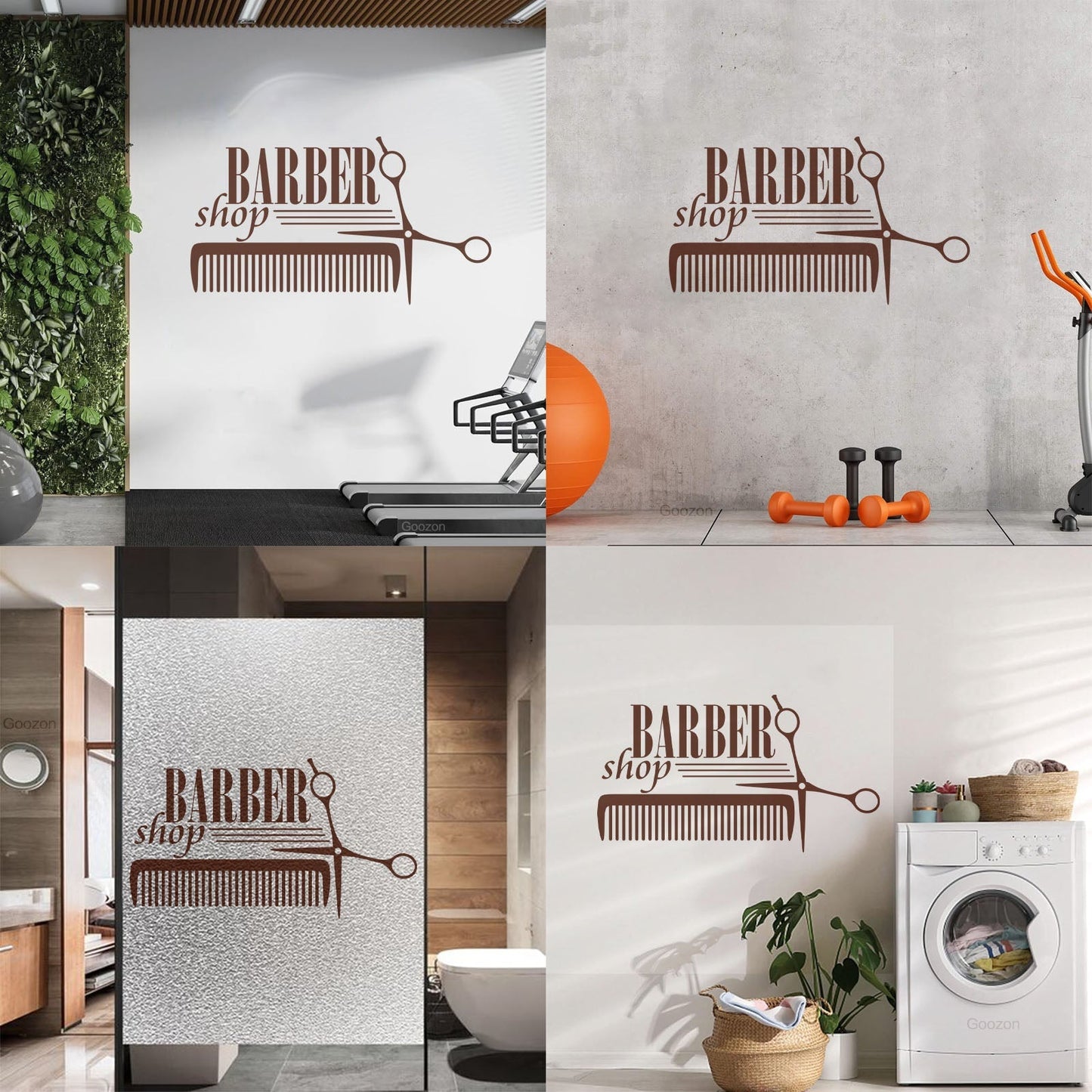 Lettering Decals Barber Shop Badges Tools Hair Salon Sign Self Adhesive