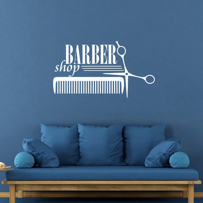 Lettering Decals Barber Shop Badges Tools Hair Salon Sign Self Adhesive