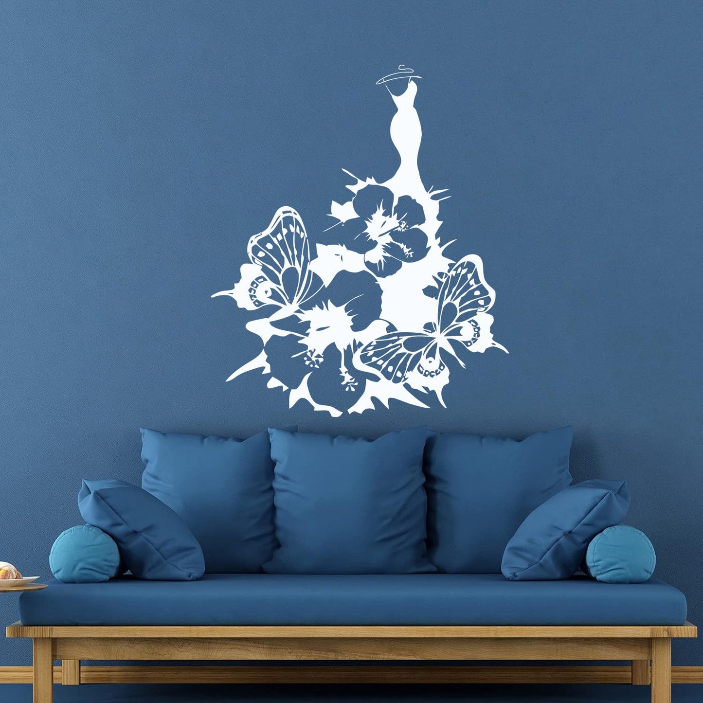 Wall Decals Pvc Women'S Dress Fashion Flower Butterfly Girl Do Not Damage The Wall Surface