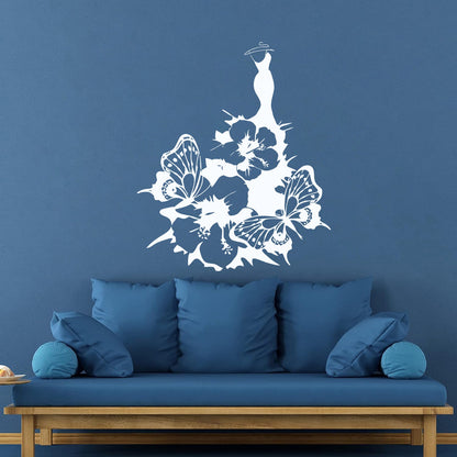 Wall Decals Pvc Women'S Dress Fashion Flower Butterfly Girl Do Not Damage The Wall Surface