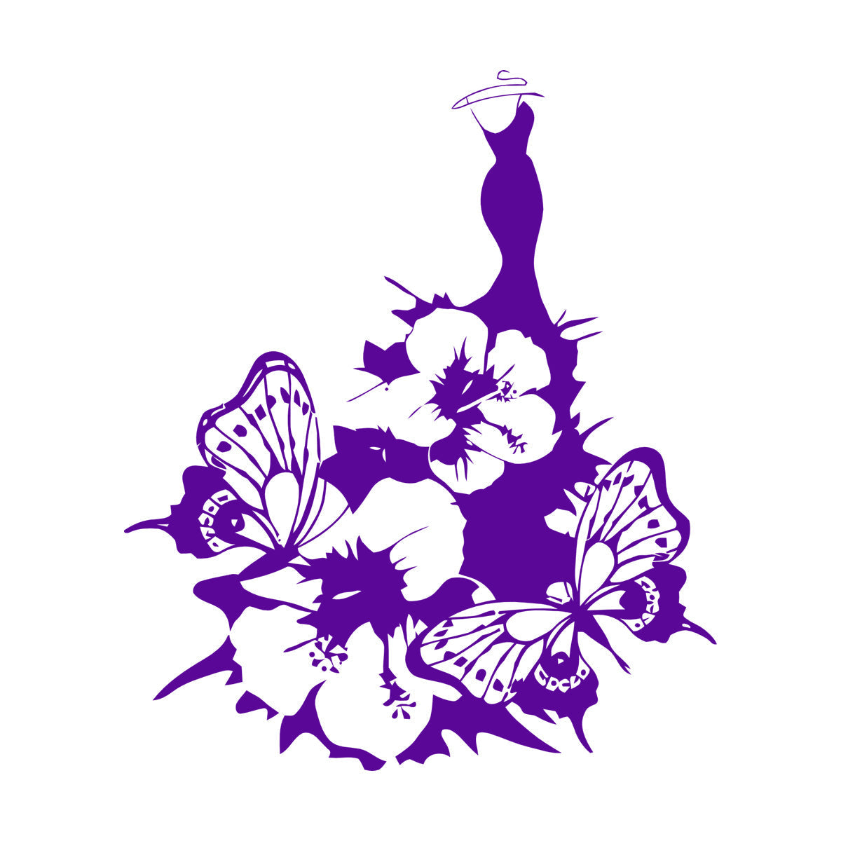 Wall Decals Pvc Women'S Dress Fashion Flower Butterfly Girl Do Not Damage The Wall Surface