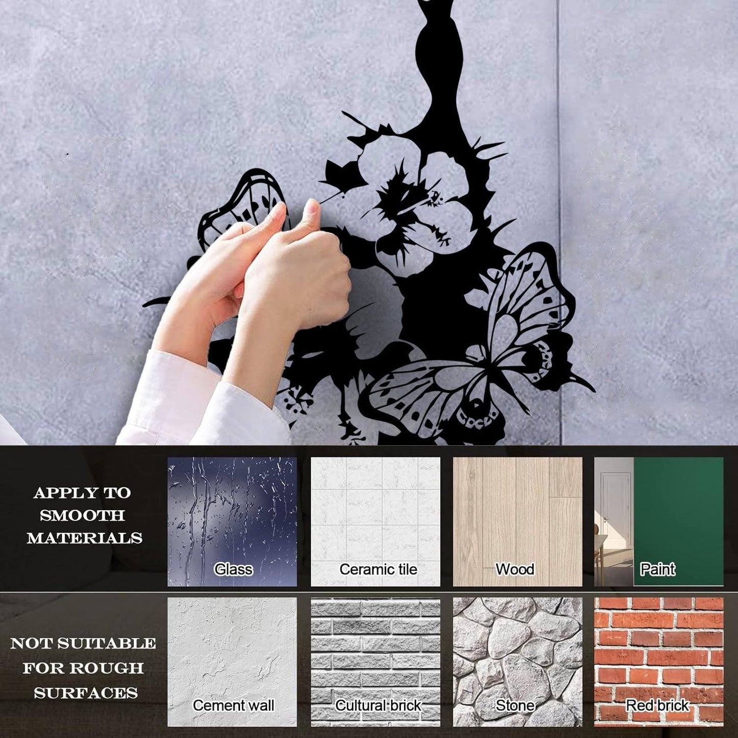 Wall Decals Pvc Women'S Dress Fashion Flower Butterfly Girl Do Not Damage The Wall Surface