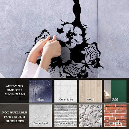 Wall Decals Pvc Women'S Dress Fashion Flower Butterfly Girl Do Not Damage The Wall Surface