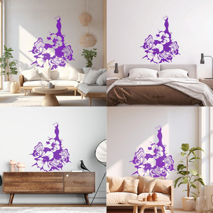 Wall Decals Pvc Women'S Dress Fashion Flower Butterfly Girl Do Not Damage The Wall Surface