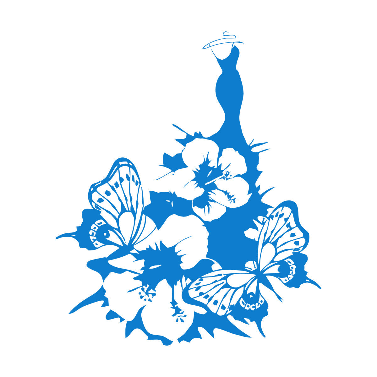 Wall Decals Pvc Women'S Dress Fashion Flower Butterfly Girl Do Not Damage The Wall Surface