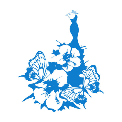 Wall Decals Pvc Women'S Dress Fashion Flower Butterfly Girl Do Not Damage The Wall Surface