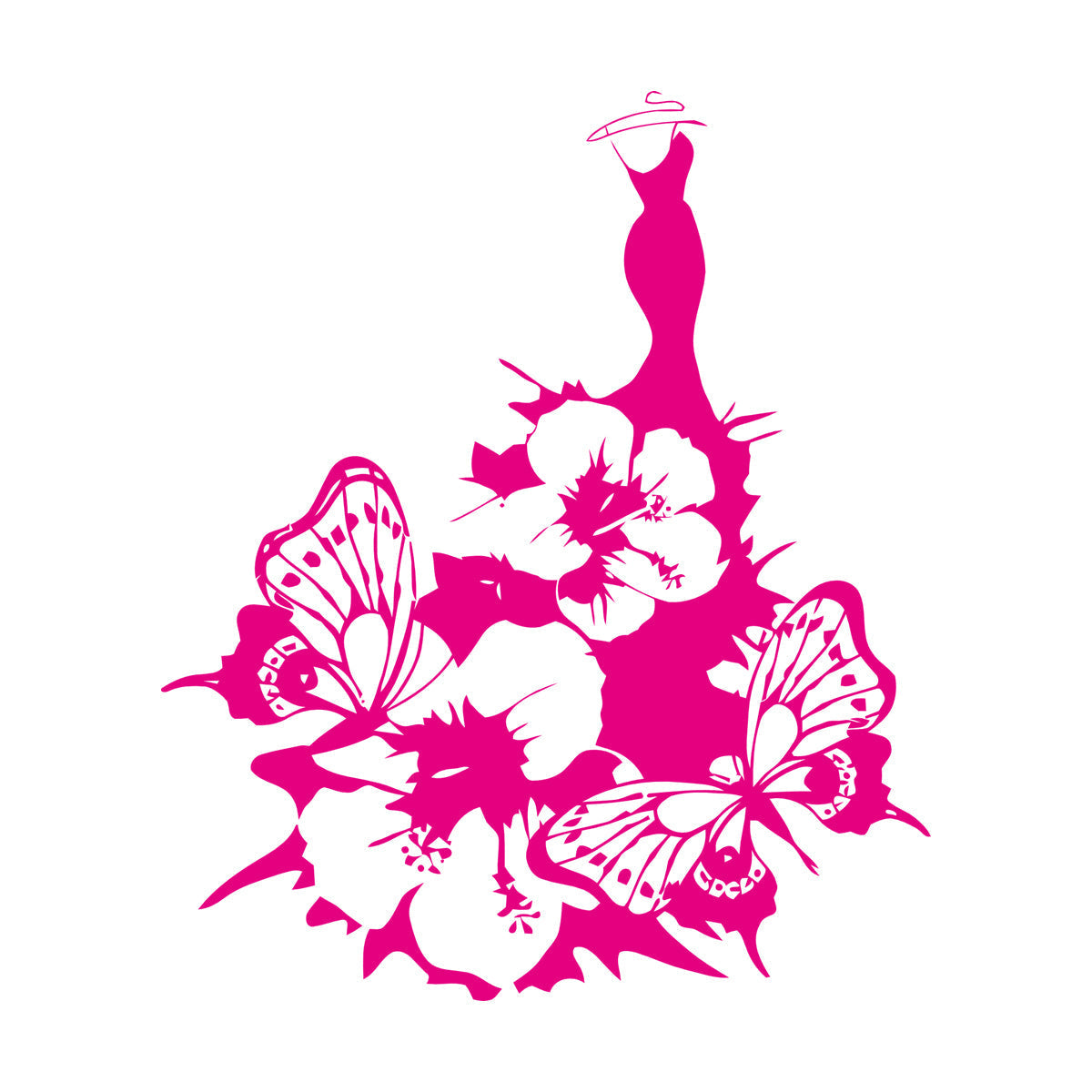 Wall Decals Pvc Women'S Dress Fashion Flower Butterfly Girl Do Not Damage The Wall Surface