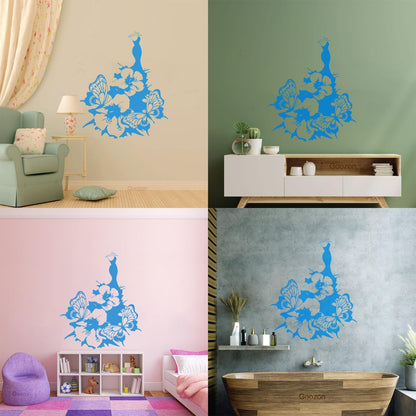 Wall Decals Pvc Women'S Dress Fashion Flower Butterfly Girl Do Not Damage The Wall Surface