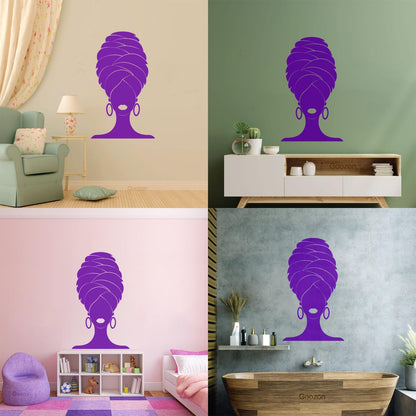 Lettering Stickers Abstract African Woman Turban Lady Multi Color Selection
