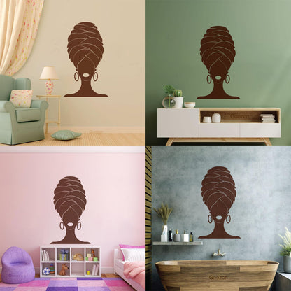 Lettering Stickers Abstract African Woman Turban Lady Multi Color Selection