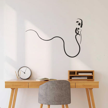 Abstract Retro Woman Beautiful Lady Ball Dress Vinyl Wall Stickers Easy Installation